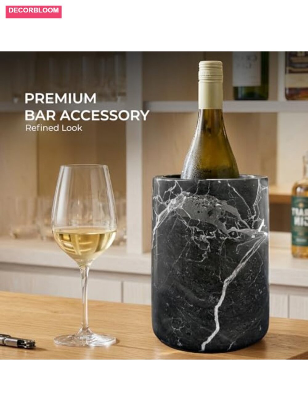 Handmade Marble Wine Chiller Beverage Cooler Utensil Holder Bar Decor - Picture 3 of 6